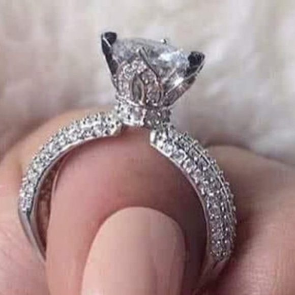 Dainty Flower Diamond Macro Pave Flower Rings for Women, EVGG1485 - Picture 2 of 3